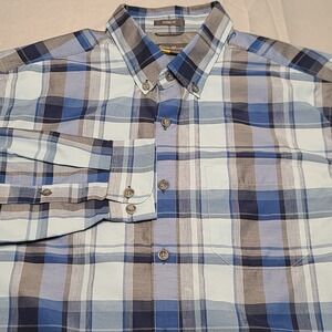 Eddie Bauer Shirt Men Large Blue Plaid Long Sleeve Classic Fit Mesh Lined Hiking